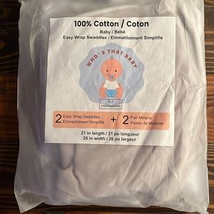 Easy wrap, swaddles hundred percent cotton with mittens size 0 to 3 months